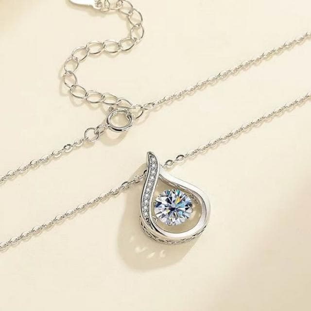 【米蘭精品】現貨+預購 頂級莫桑鑽石項鍊925純銀女項鍊鎖骨鍊項鏈情人節禮物(1克拉靈動水滴74lq21)