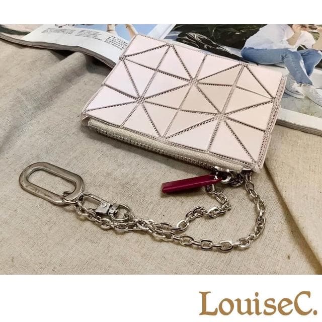 【LouiseC.】Tree House 三宅三角格紋鍊條立體零錢包-5色(YS23761)