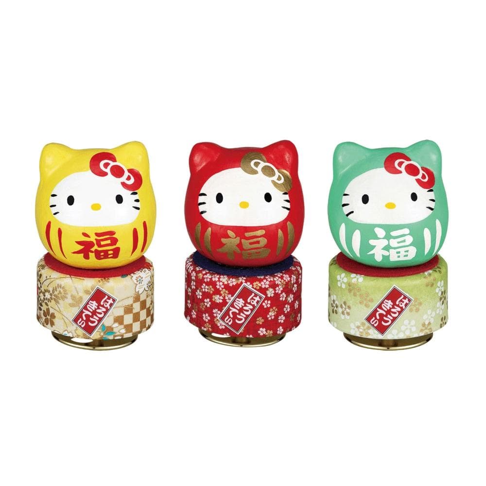 【SANRIO 三麗鷗】達摩Hello Kity音樂盒-紅色/黃色/淺綠/限定粉(音樂盒 擺飾 禮物 可愛擺飾 凱蒂貓)