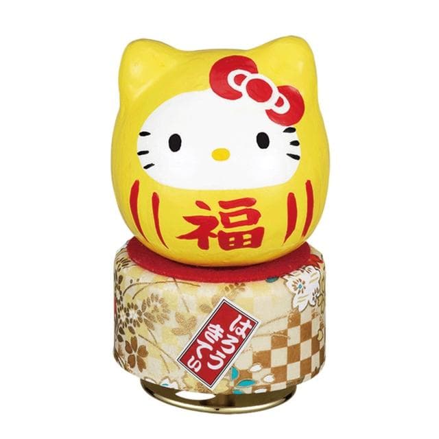 【SANRIO 三麗鷗】達摩Hello Kity音樂盒-紅色/黃色/淺綠/限定粉(音樂盒 擺飾 禮物 可愛擺飾 凱蒂貓)