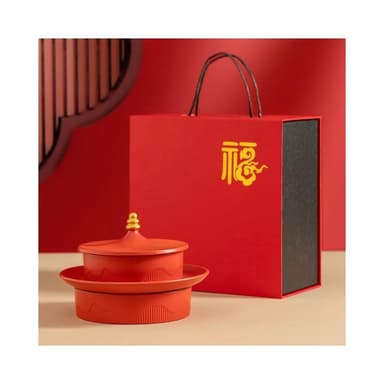紅色陶瓷果盤禮盒新婚禮物回禮伴手禮瓷盤禮盒裝