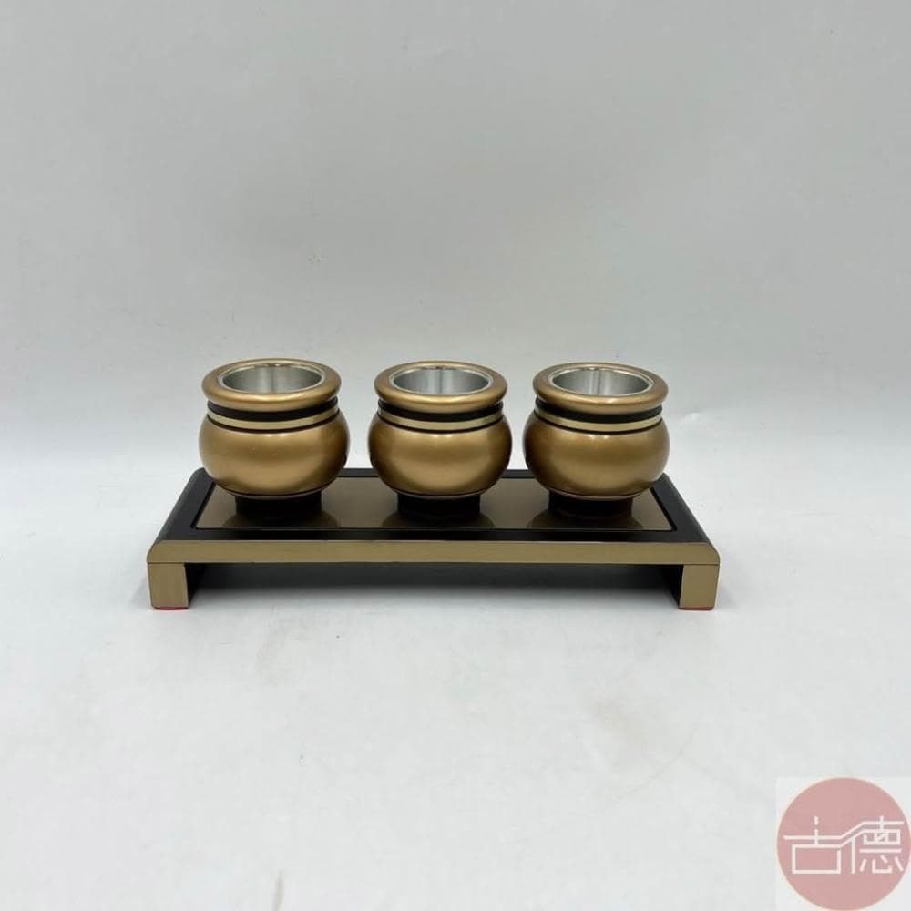 【古德金香】黑金色敬茶杯(三杯子內附塑膠杯三組) / 玫瑰金敬茶台  / 供水杯 / 供杯 / 神明杯 / 祖先杯 中元普渡