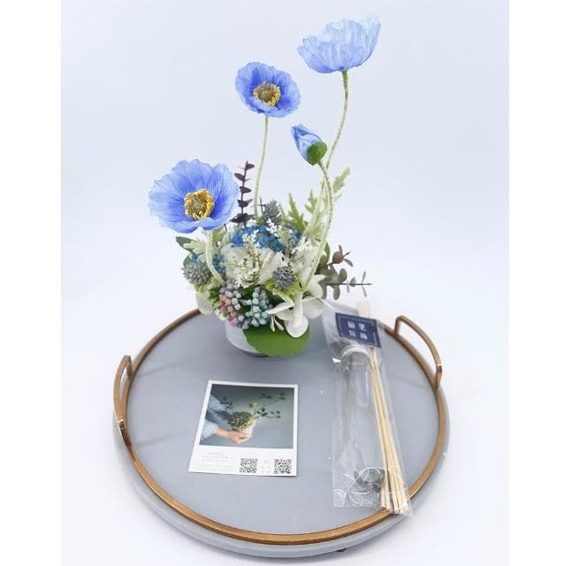 【HUGO DECO 榆果傢飾】恆久祝福藍美人香氛花禮(擬真花/人造盆栽/綠化/佈置/禮物)