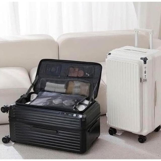前開式登機箱20吋 行李箱28吋 鋁框行李箱商務箱海關鎖上開蓋行李箱 20吋24吋28吋旅行箱側開擴容行李箱