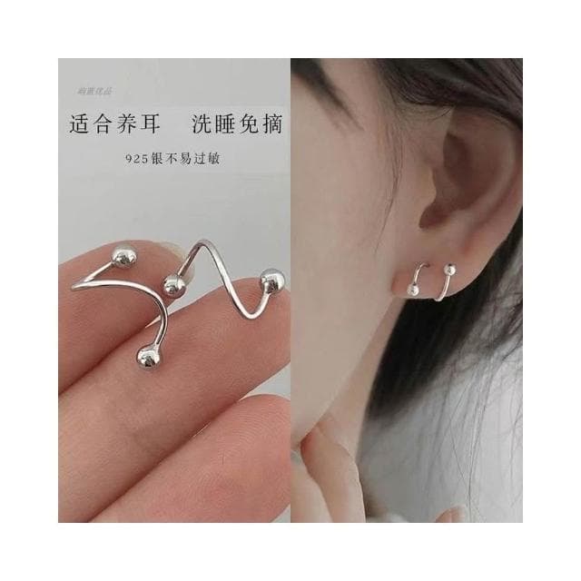 s925純銀養耳洞睡覺純銀免摘耳釘耳環2024新款耳飾耳圈耳扣耳釘女