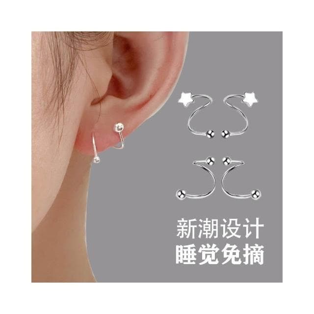s925純銀養耳洞睡覺純銀免摘耳釘耳環2024新款耳飾耳圈耳扣耳釘女