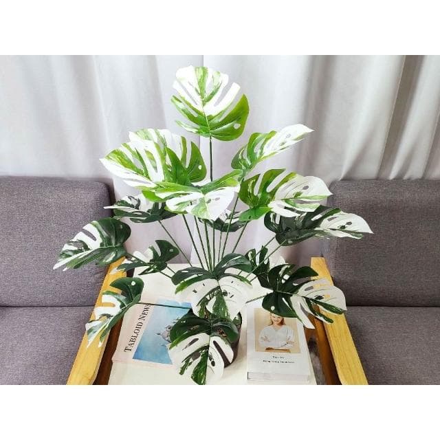仿真植物 發票現貨 仿真盆栽 園藝 仿真植物 白斑龜背芋 斑葉龜背芋 仿真龜背芋 仿真室內植物 龜背芋 斑葉