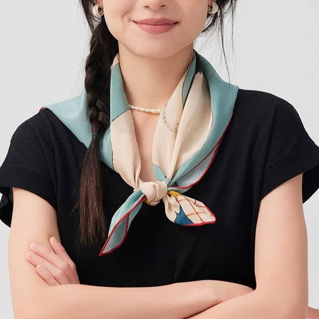 【LEESA】桑蠶絲\童話\髮帶\頭巾\綁髮\領巾\女生絲巾\領口裝飾巾\絲質方巾\包包綁帶絲巾\小方巾\真絲圍巾\裝飾