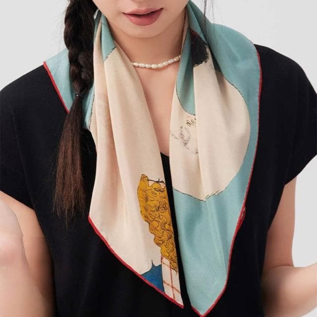 【LEESA】桑蠶絲\童話\髮帶\頭巾\綁髮\領巾\女生絲巾\領口裝飾巾\絲質方巾\包包綁帶絲巾\小方巾\真絲圍巾\裝飾