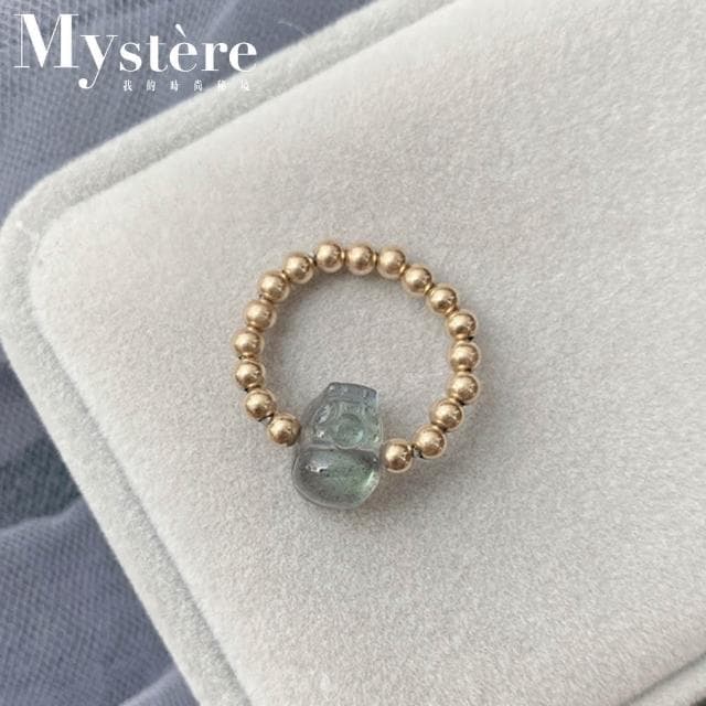 【my stere 我的時尚秘境】秘境手作款-天然月光石貔貅造型招財戒指(月光石 貔貅 情人節禮物)