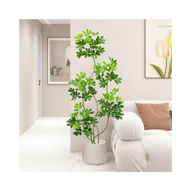 🔥輕奢仿生鴨腳木綠植 室內客廳大盆栽 仿生植物 落地裝飾 仿真園藝 植物擺件 客廳仿真花