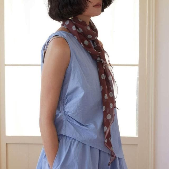 【EMMA SUE】格紋絲巾 長絲巾 桑蠶絲 包包裝飾 配飾 絲質圍巾 絲巾 繫脖 領口 穿搭 波點絲巾 領巾 襯衫搭配 法式絲巾 