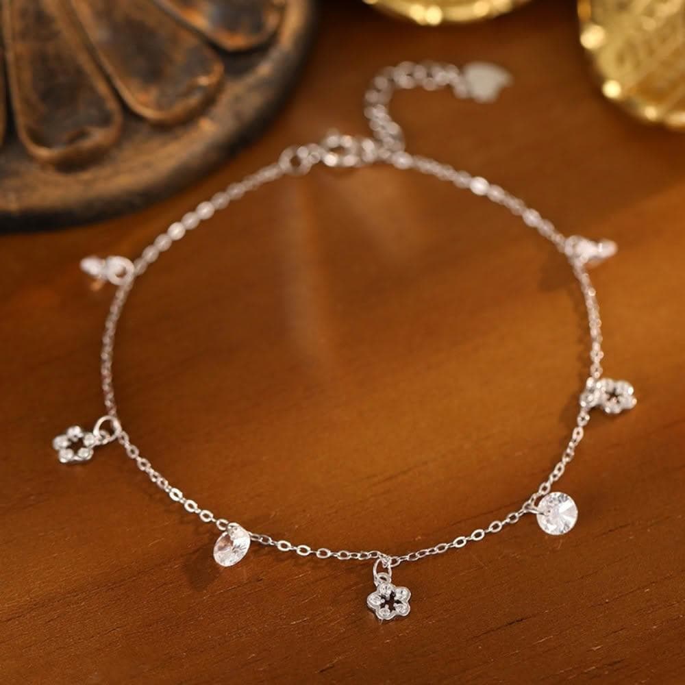 【巴黎精品】紐約精品 現貨+預購 925純銀腳鍊手鍊腳鏈腳踝鏈足鏈腳飾手鏈情人節禮物-小清新花朵流蘇女飾品2色a1kk2