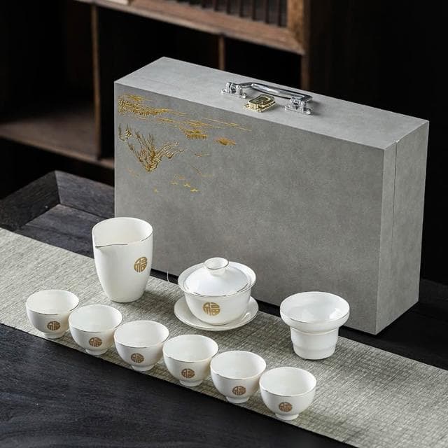 羊脂玉茶具組｜如玉質感｜高檔禮盒 泡茶 泡茶組 茶具 茶具組 送禮首選 茶具禮盒 辦公室 父親節禮物 功夫茶具 中秋節