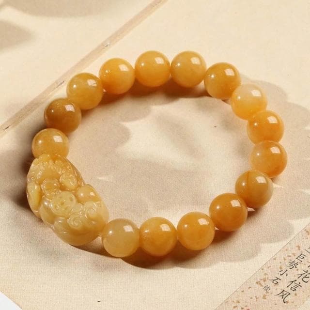 【LEESA】金絲玉\貔貅\貔貅手鍊\黃玉貔貅\玉石\玉器\玉墜\招財\玉手鍊\本命年\飾品\手鍊\手串\禮物\男生手鍊\避邪