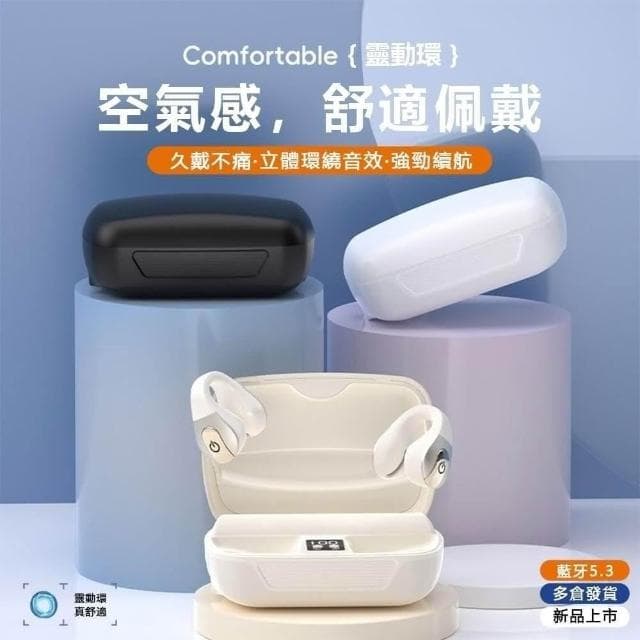 台灣現貨 藍芽耳機2024新款 無線耳掛夾耳式 軟硅膠久戴不痛 運動降噪 超長續航 無感延遲 防雨防汗 安卓華為蘋果通用