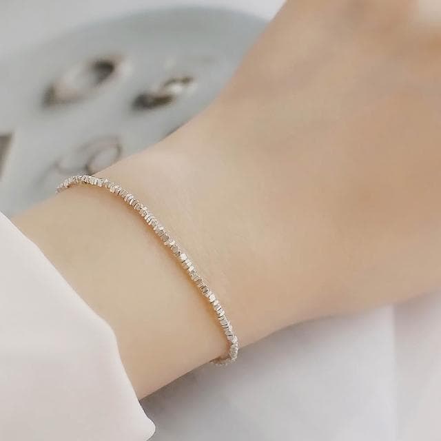 【BLUMA】925純銀手鏈 銀河碎片純銀手鍊 生日情人節禮物 925銀礦石塊 串珠時尚手鏈 飾品禮盒