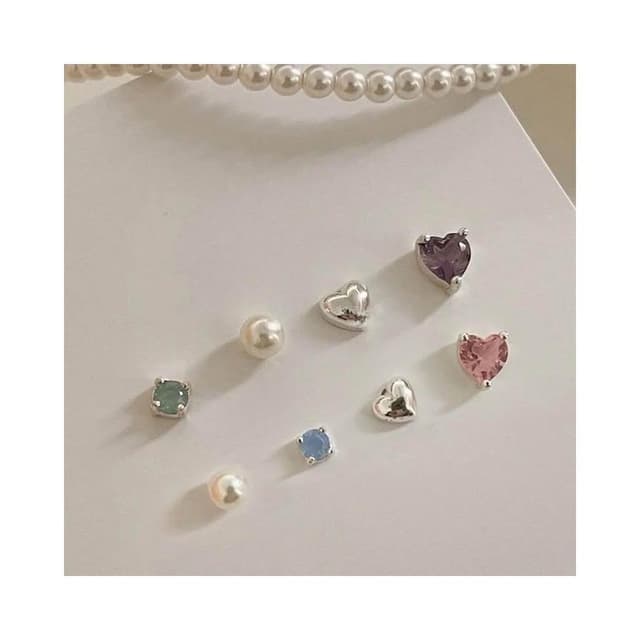 【FEE BABY】【Fee現貨2色新品】925純銀愛心珍珠碎鑽耳釘套組🔥耳針 耳環 配飾 珍珠光 耳飾 復古輕奢 女生飾品 韓系耳環