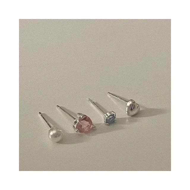 【FEE BABY】【Fee現貨2色新品】925純銀愛心珍珠碎鑽耳釘套組🔥耳針 耳環 配飾 珍珠光 耳飾 復古輕奢 女生飾品 韓系耳環