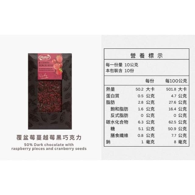 【Ruta 露特巧克力】露特 ｜ 立陶宛百年國寶級巧克力 ｜ 覆盆莓蔓越莓黑巧克力