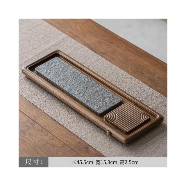 廠家直發 免稅 茶盤 高檔烏金石實木茶盤家用客廳功夫茶具茶海重竹長方幹泡臺排水兩用