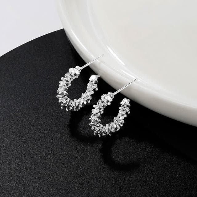 🎗飾間首飾鋪 925純銀針波光粼粼碎銀子耳環飾品女小眾設計氣質時尚首飾耳釘高級感耳飾