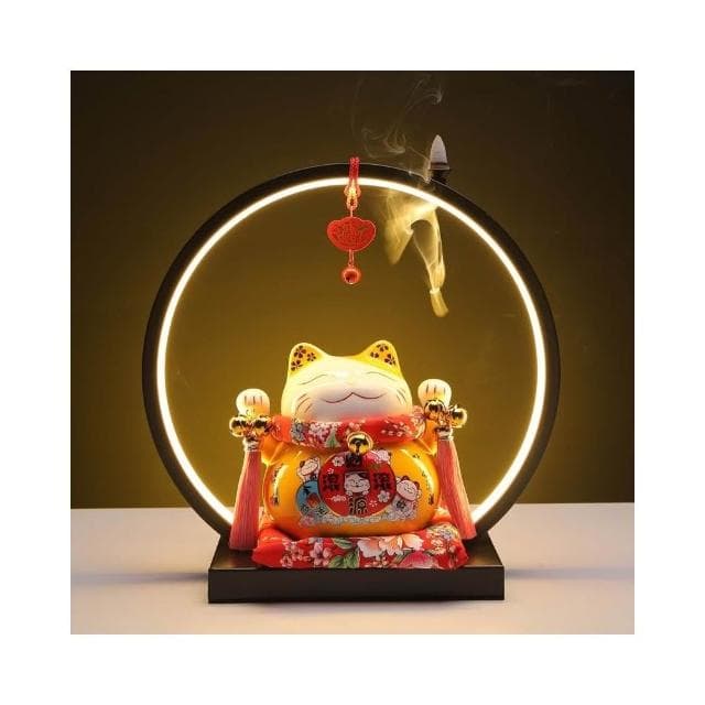 現貨免運 招財貓儲錢罐存錢罐招財貓倒流香擺件招財貓燈圈陶瓷存錢罐店鋪招財貓存錢筒開店禮物開業閉幕