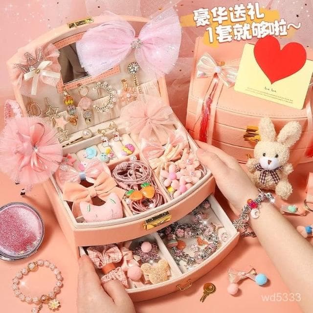 兒童節禮物小女孩首飾禮盒女童生日禮物髮飾百寶箱