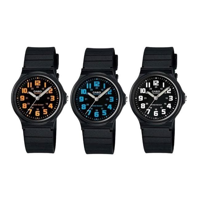 【CASIO 卡西歐】經緯度鐘錶 手錶+鏡面貼膜 CASIO手錶專賣店 夜光指針錶超薄石英  彩色字體 考試專用 保證公司貨附保固卡MQ-71