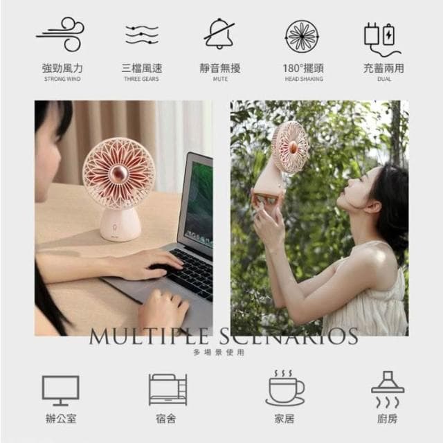 【SOTHING 向物】桌面風扇 涼扇 靜音電風扇 露營風扇 自動擺頭 辦公室 宿舍 家居 廚房 質感禮物_手捧花
