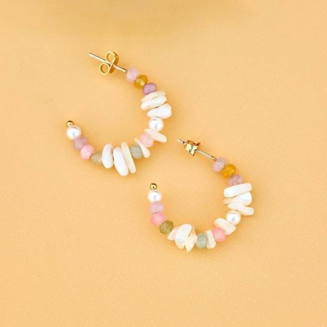 【Pura Vida】美國手工 MOTHER OF PEARL 珍珠母貝混合彩珠耳環