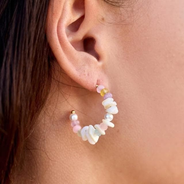 【Pura Vida】美國手工 MOTHER OF PEARL 珍珠母貝混合彩珠耳環