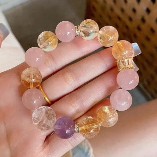 【LEESA】水晶手鍊\手串\黃水晶\水晶串珠\天然玉石\閨蜜手鍊\招財\開運手鍊\招桃花\飾品\手鍊\串珠手鍊\女生手鍊\禮物