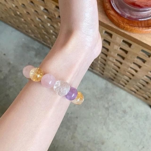 【LEESA】水晶手鍊\手串\黃水晶\水晶串珠\天然玉石\閨蜜手鍊\招財\開運手鍊\招桃花\飾品\手鍊\串珠手鍊\女生手鍊\禮物