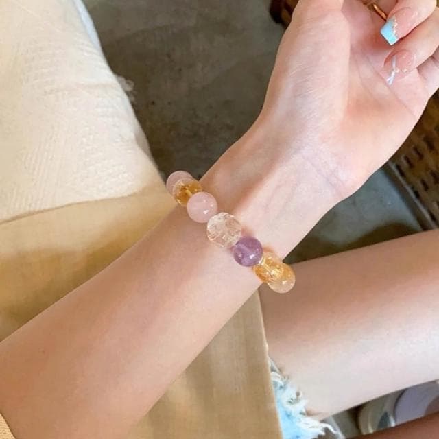 【LEESA】水晶手鍊\手串\黃水晶\水晶串珠\天然玉石\閨蜜手鍊\招財\開運手鍊\招桃花\飾品\手鍊\串珠手鍊\女生手鍊\禮物