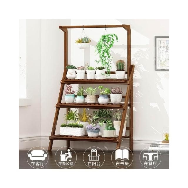 阳台落地式花架子 多肉室内实木客厅户外置物植物架 竹可折叠庭院小花架 盆栽架 陽台花架 園藝花架 多肉植物架 落地花架