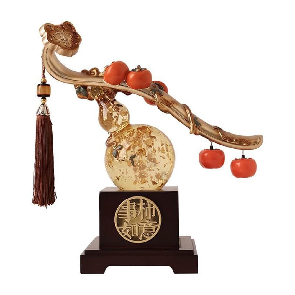 事柿如意 招財風水 居家裝飾 送禮 中式葫蘆 禮物客廳玄關擺件 辦公室裝飾 喬遷新居禮品DYT