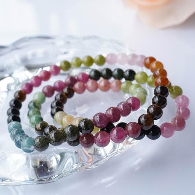 純天然碧璽三圈手鏈女款糖果彩虹多圈水晶手串生日禮物正品