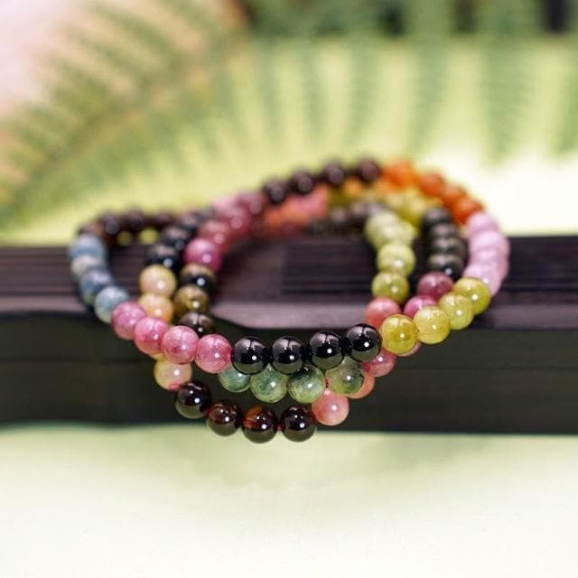 純天然碧璽三圈手鏈女款糖果彩虹多圈水晶手串生日禮物正品