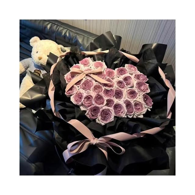 七夕創意禮物 烏梅子醬永生花 仿真花 玫瑰花花束 送女友情人節小禮品