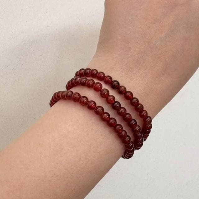 【Paiya 派亞】5MM澄石榴石澄紅石榴冰透乾淨深艷色手鏈手串女人石水晶飾品三圈可當項鍊