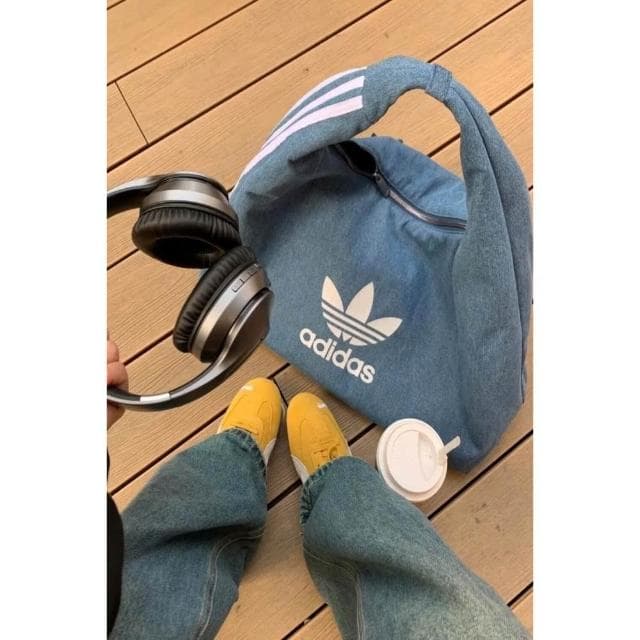 【adidas 愛迪達】Adidas Originals logo 大容量 雲朵包 手提包 小錢包 牛仔黑 牛仔藍