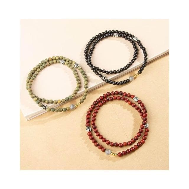 【開運堂】現貨 6mm紫檀木+天然灰月光多圈復古手串新中式國潮綠檀串珠手鍊天珠灰月光手飾