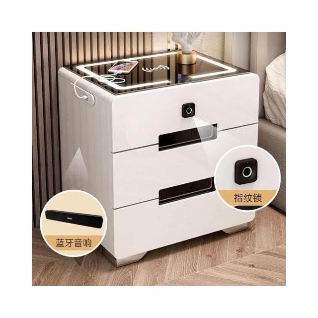 智能床頭櫃簡約現代多功能帶燈無線充電指紋鎖藍牙音響臥室床婕琦