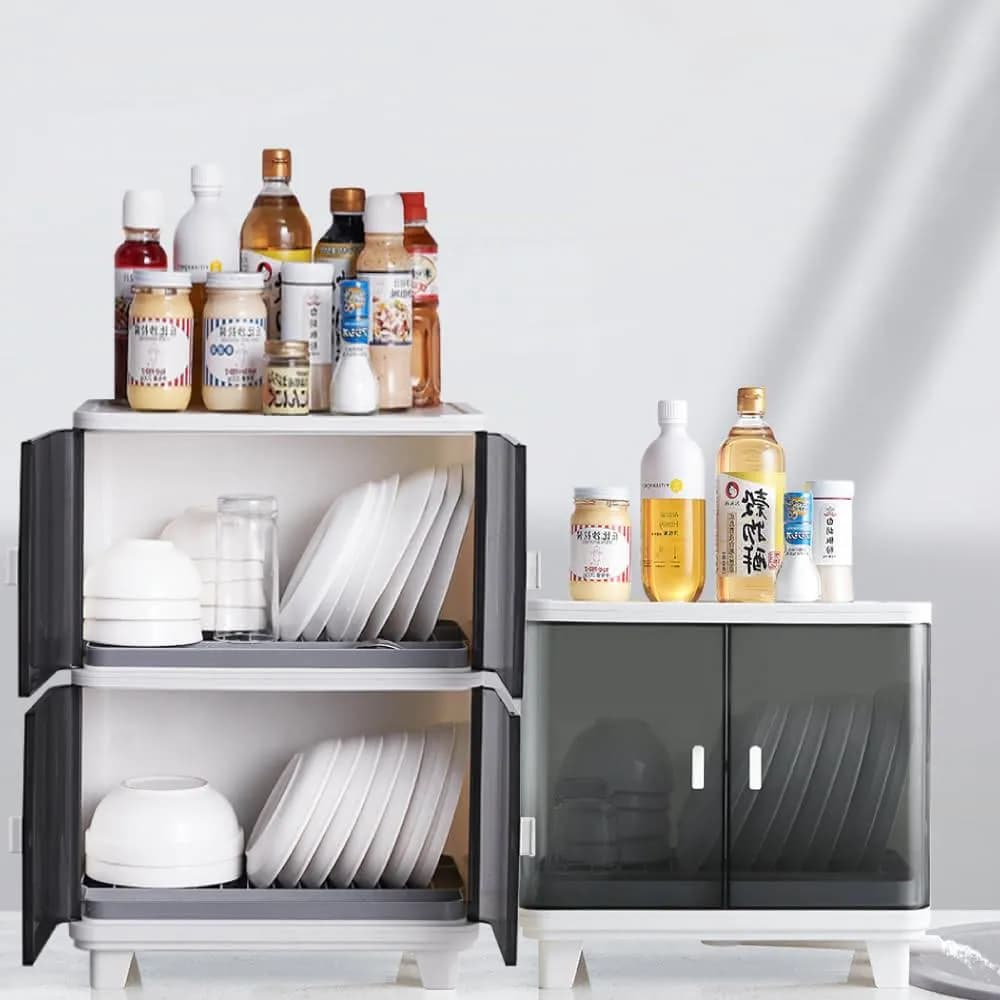 【ANDYMAY2】雙層大容量碗盤瀝水收納櫃（碗盤收納架 瀝水碗盤 廚房收納架 瀝水置物碗櫃 碗櫃 碗盤收納 餐具收納）