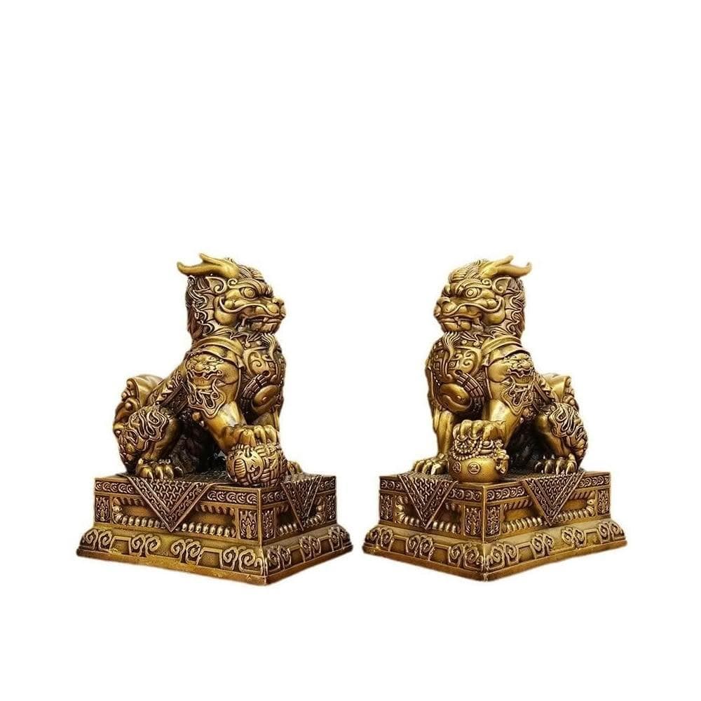 全銅麒麟擺件公母一對家居辦公室聚財納福吉祥物喬遷開業禮品大號