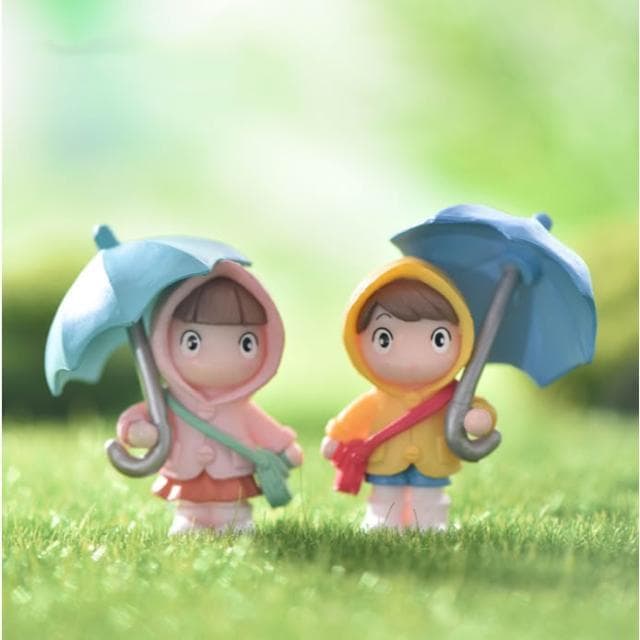 沐晨植物園｜微景觀 撐傘女孩 雨衣女孩 多肉 園藝造景 盆栽裝飾 擺件 公仔