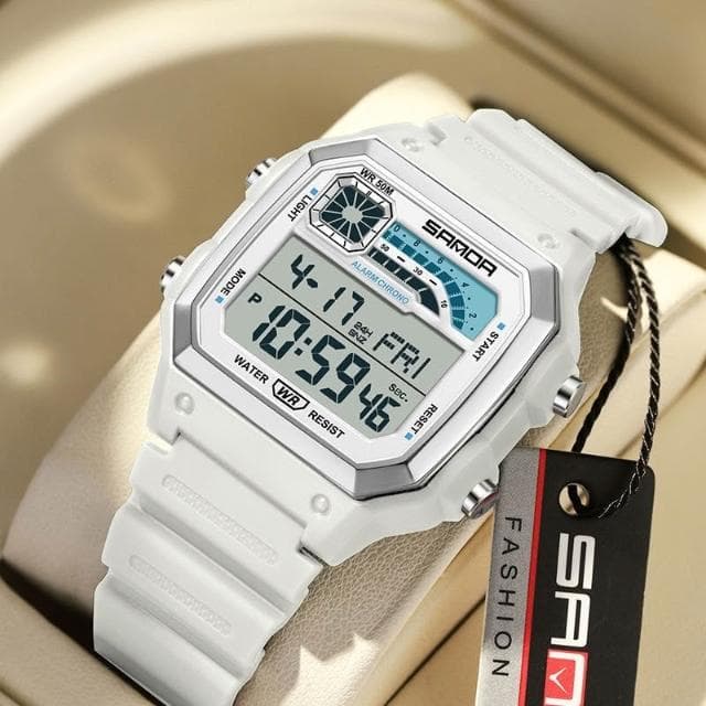 2025新款方形手錶男款男生高中學生防水夜光鬧鐘電子手錶運動專用