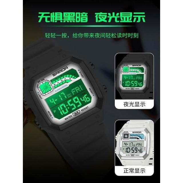 2025新款方形手錶男款男生高中學生防水夜光鬧鐘電子手錶運動專用