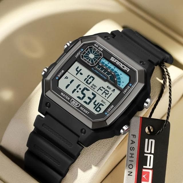 2025新款方形手錶男款男生高中學生防水夜光鬧鐘電子手錶運動專用